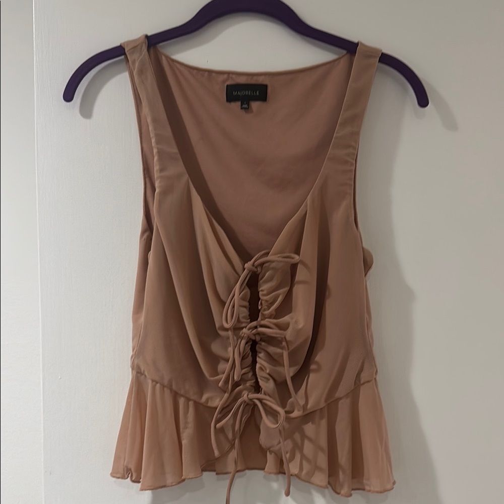 Women's Blouse with Lace-Up Front in Light Pink